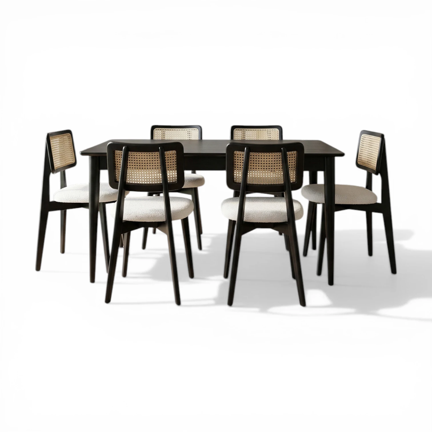 Panel Masa & Zion Sandalye Takımı | 6 Kişilik Modern Siyah Yemek Seti